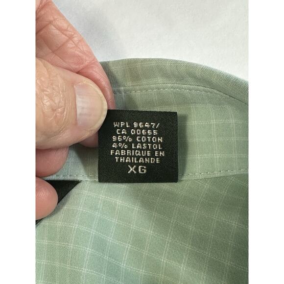 Eddie Bauer wrinkle resistant 3/4 sleeve button up green & White Women’s XL - Picture 12 of 16